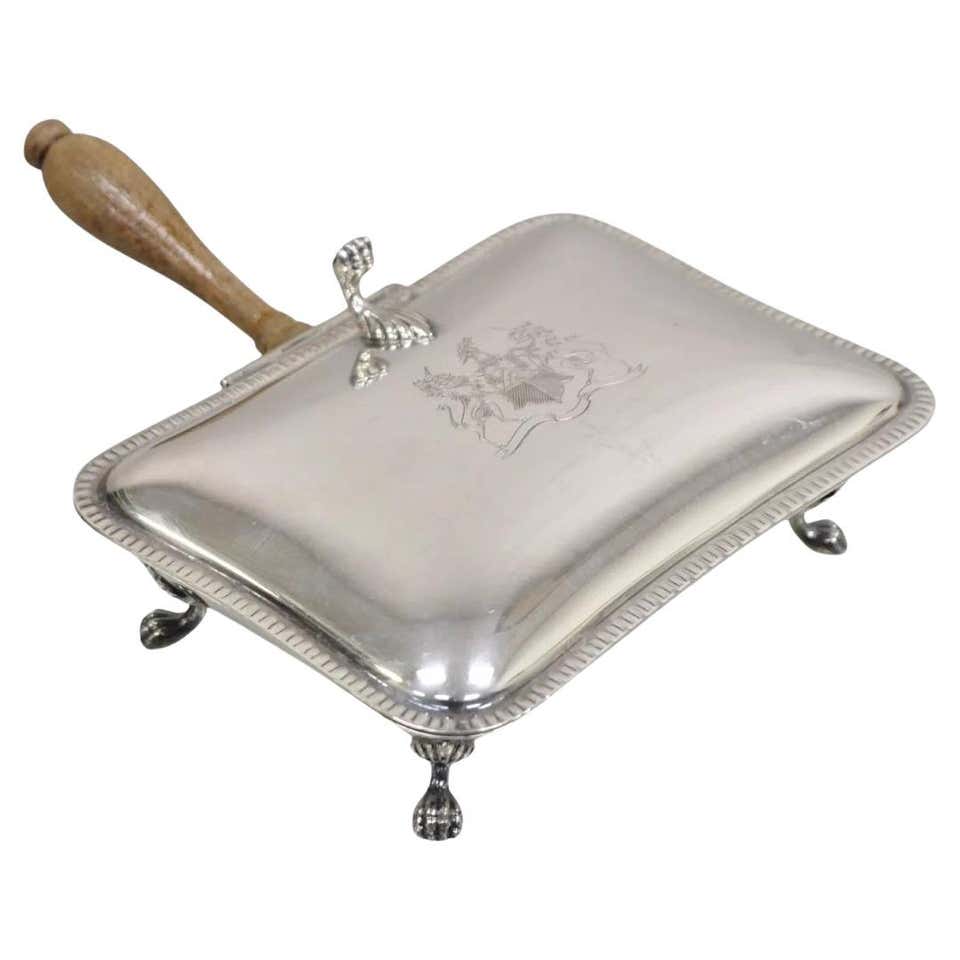 Sulent Butler Vintage EPC Sheffield English Victorian Silver Plated Hinged Lid Silent ...