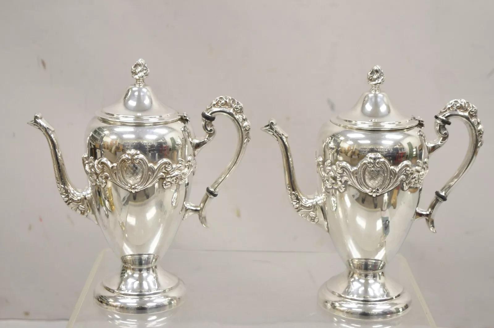 Service à thé anglais victorien vintage en métal argenté avec bouilloire basculante - 6 pièces Bon état - En vente à Philadelphia, PA