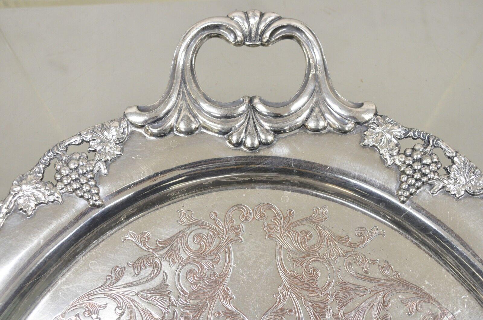 Vintage English Victorian Silver Plated Twin Handle Serving Platter Tray en vente 1
