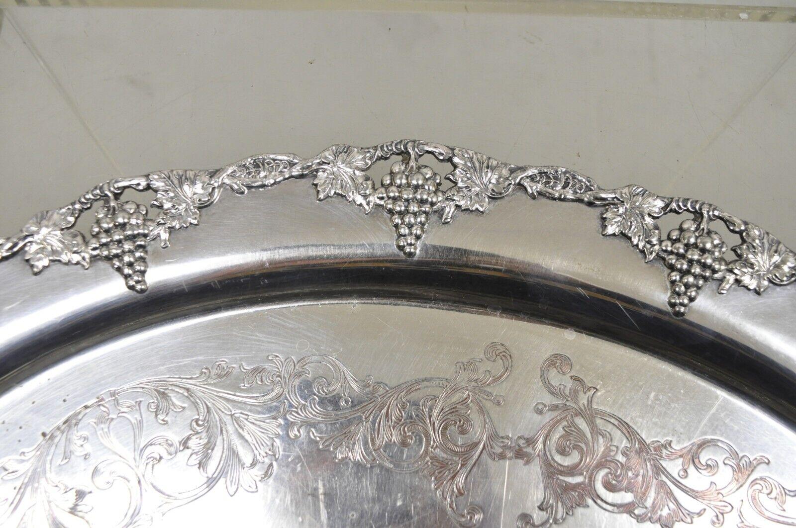 Vintage English Victorian Silver Plated Twin Handle Serving Platter Tray en vente 2