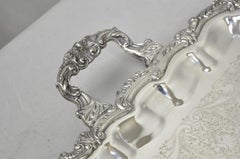Vintage English Victorian Silver Plated Twin Handle Bar Servierplatte Tablett