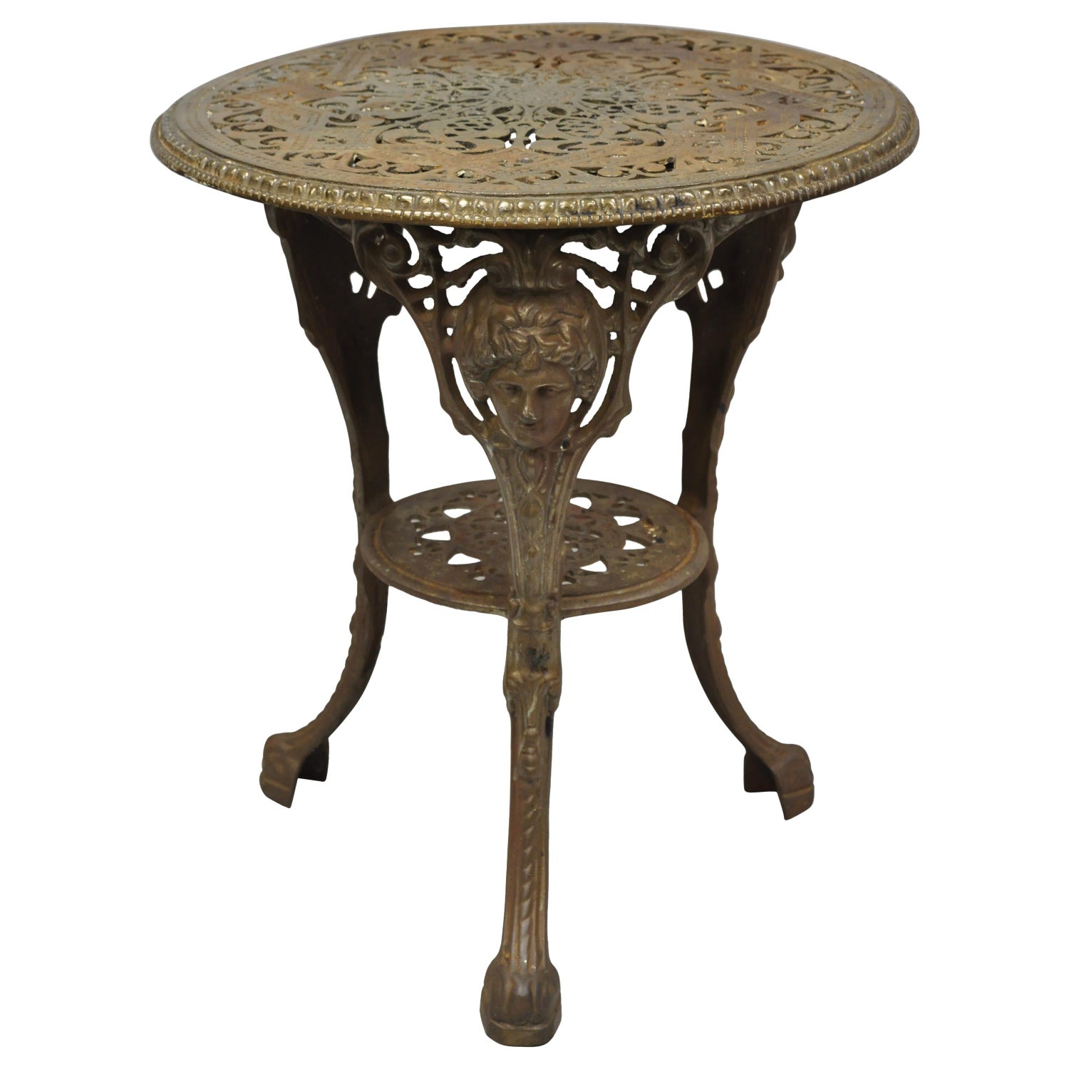 Vintage English Victorian Style Cast Iron Britannia Heads Garden Pub Table For Sale At 1stdibs Vintage cast iron pub garden table from blacktulip on ruby. vintage english victorian style cast iron britannia heads garden pub table