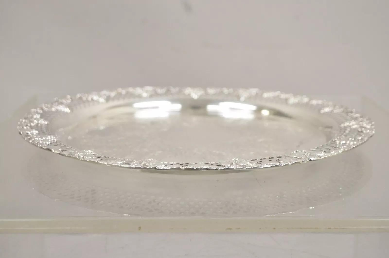 Vintage English Victorian Style Grapevine Fretwork Silver Plated 12