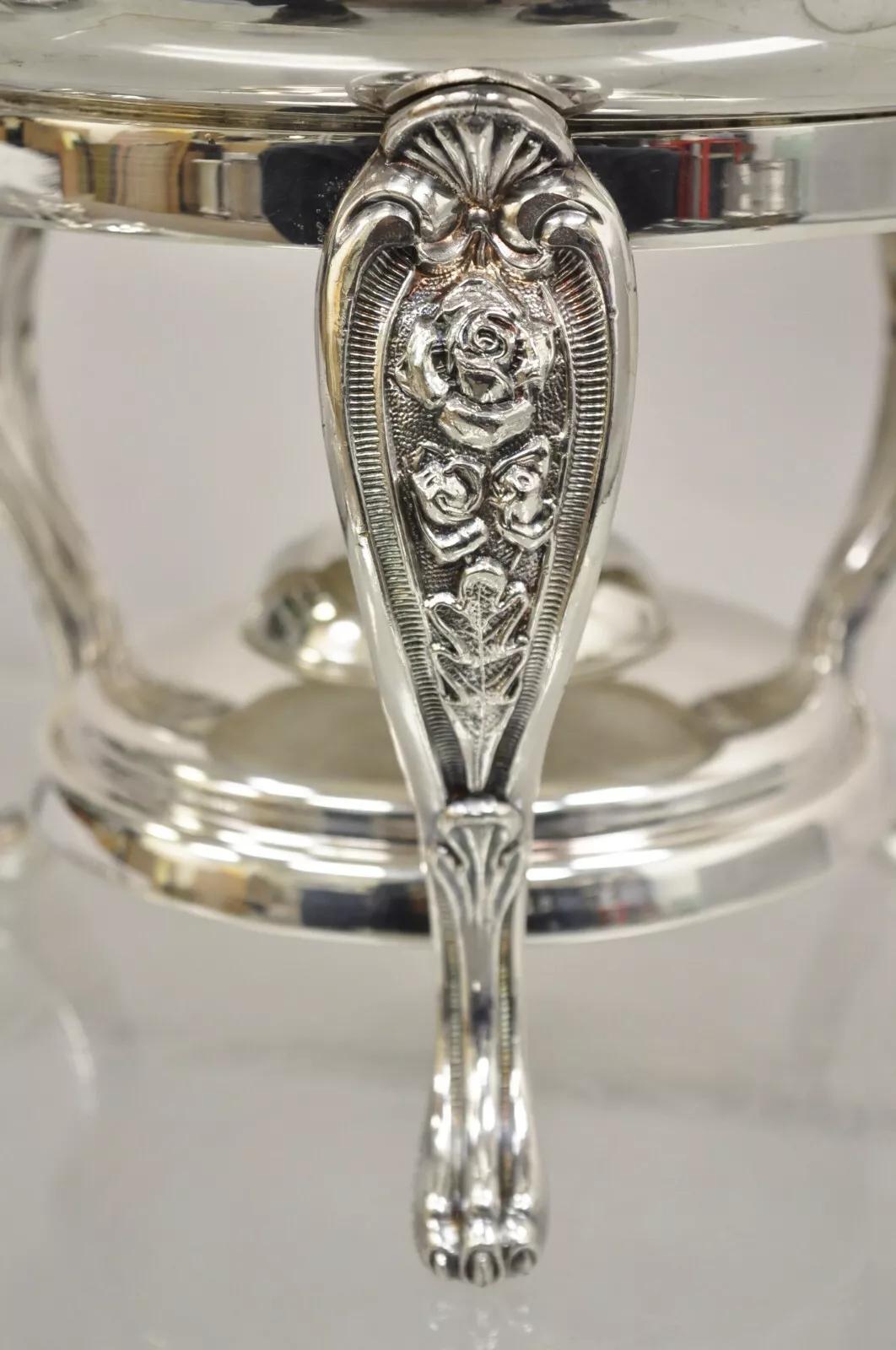 Vintage Englisch viktorianischen Stil versilbert Chafing Dish Wärmer auf Stand im Angebot 4