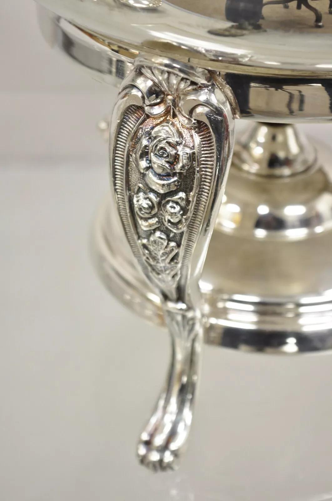 Vintage Englisch viktorianischen Stil versilbert Chafing Dish Wärmer auf Stand (Unbekannt) im Angebot