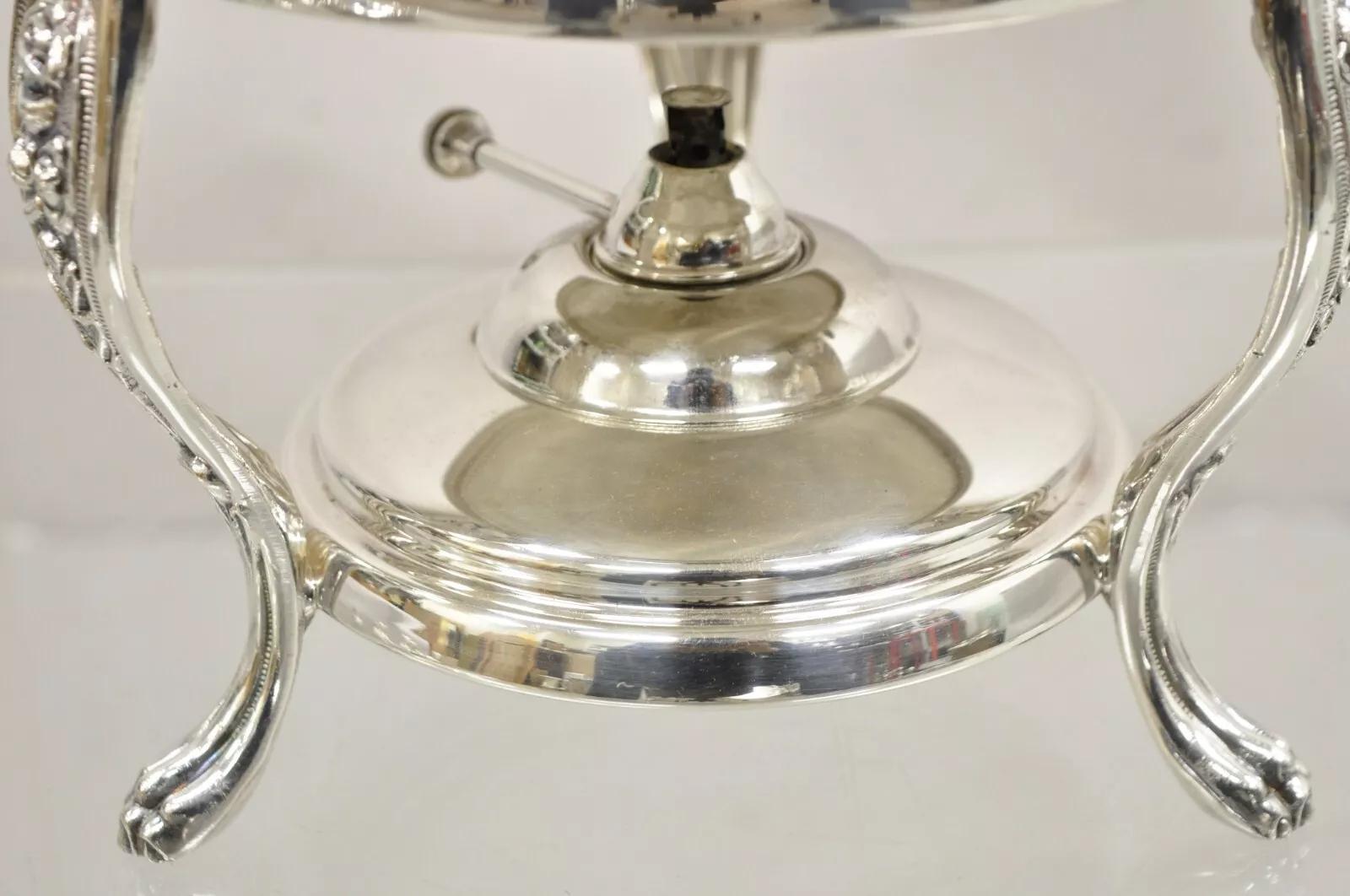 Vintage Englisch viktorianischen Stil versilbert Chafing Dish Wärmer auf Stand im Angebot 2