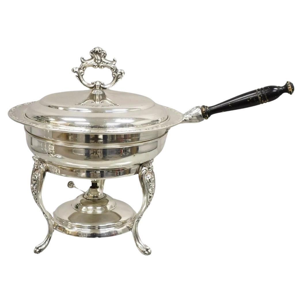 Vintage English Victorian Style Silver Plated Chafing Dish Warmer on Stand