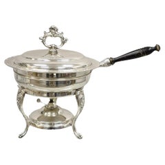 Used English Victorian Style Silver Plated Chafing Dish Warmer on Stand