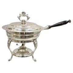 Calientaplatos inglés vintage de estilo victoriano bañado en plata con soporte