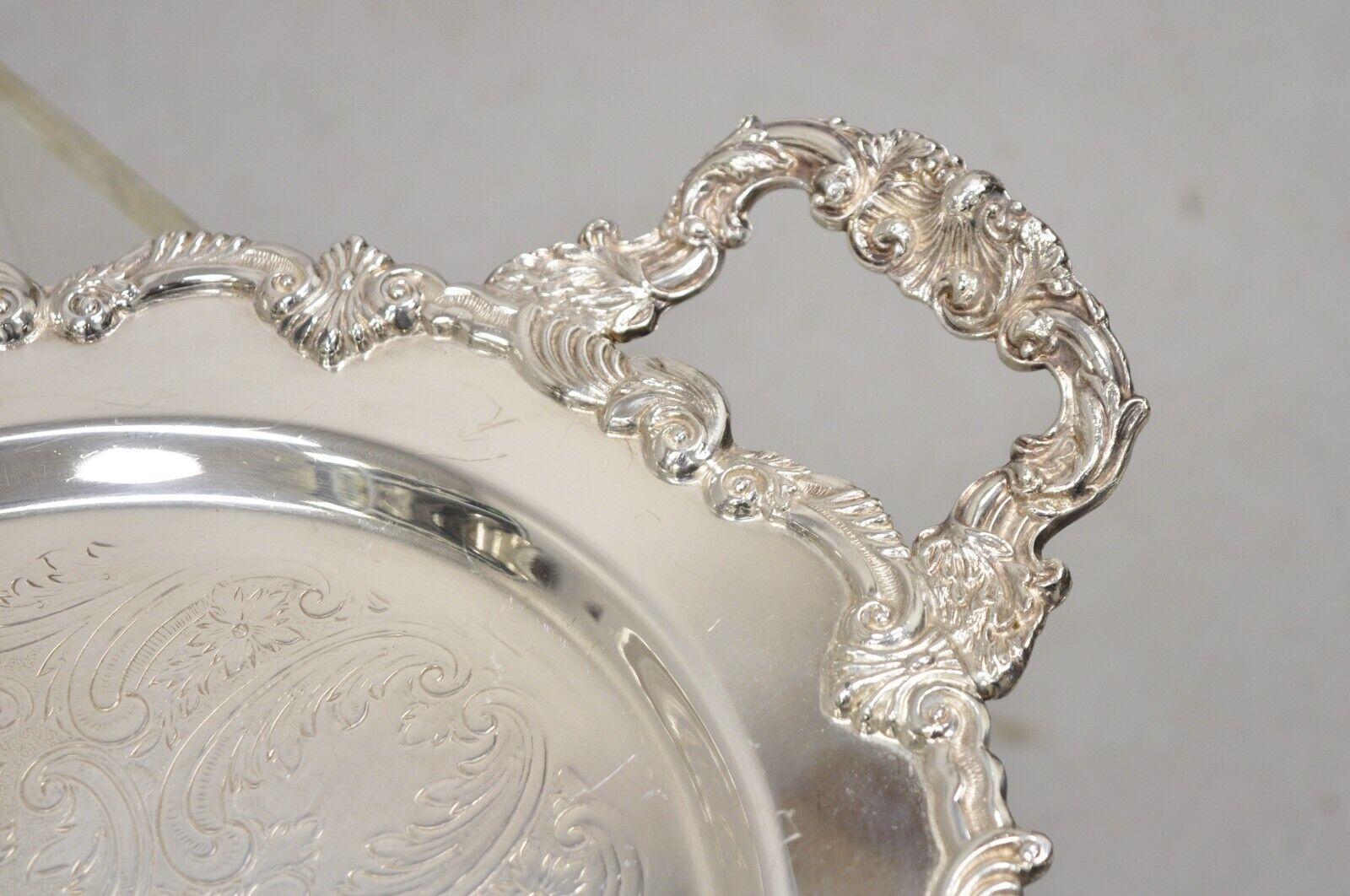 Englisches versilbertes ovales Tablett im viktorianischen Stil im viktorianischen Stil, Crown Hallmark im Angebot 5