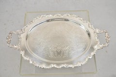 Vintage English Victorian Style Silver Plated Oval Platter Tray Crown Hallmark