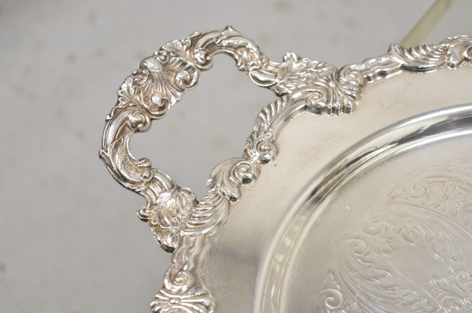 20th Century Vintage English Victorian Style Silver Plated Oval Platter Tray Crown Hallmark For Sale