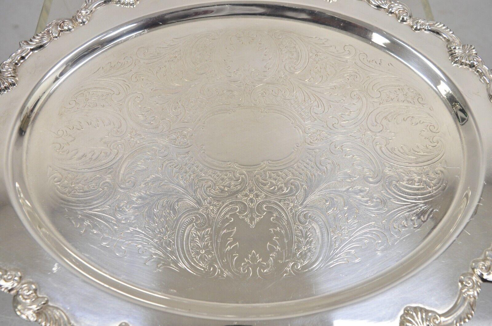Vintage English Victorian Style Silver Plated Oval Platter Tray Crown Hallmark For Sale 1