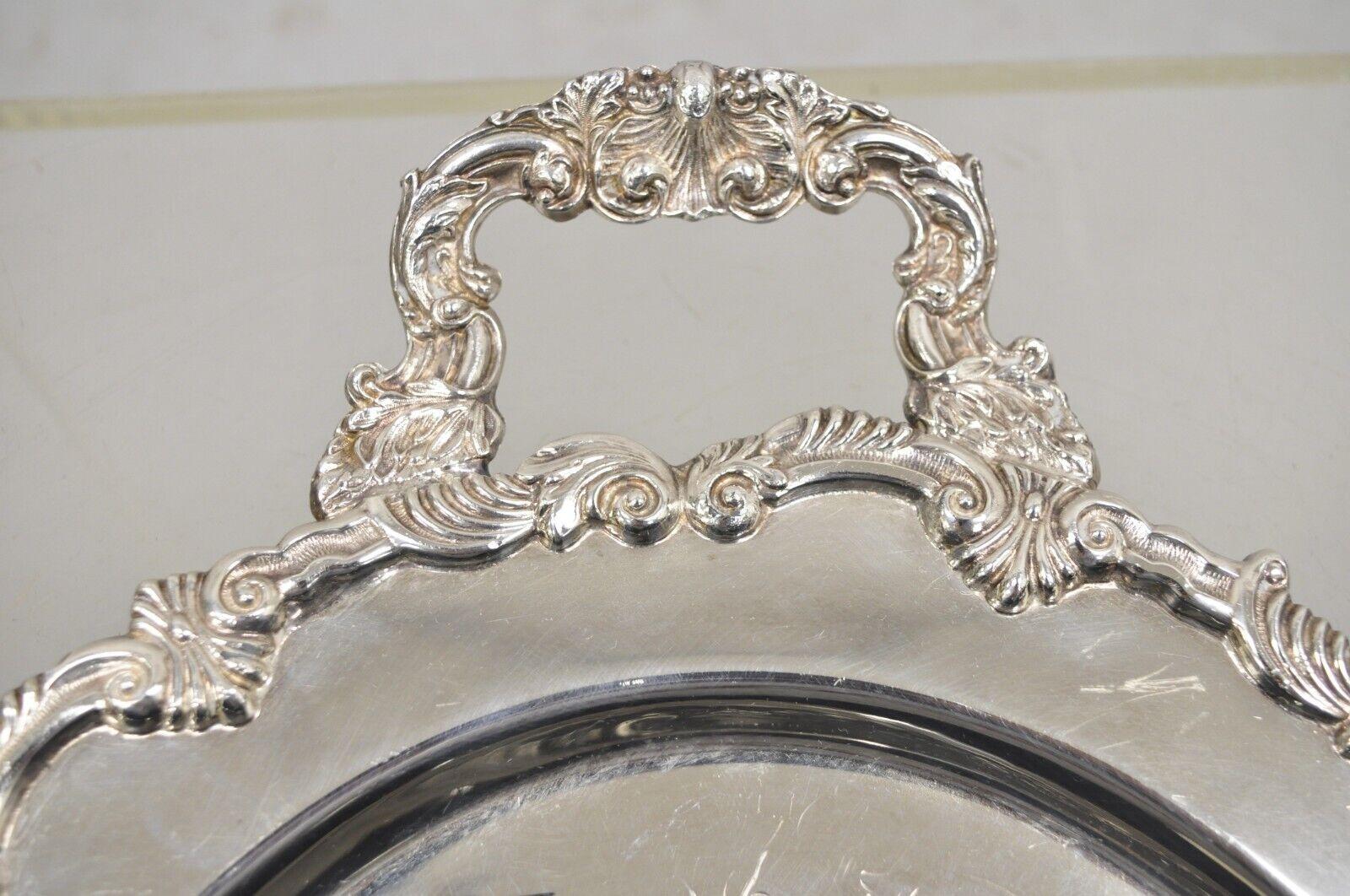Englisches versilbertes ovales Tablett im viktorianischen Stil im viktorianischen Stil, Crown Hallmark im Angebot 3