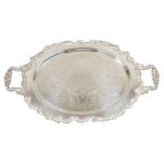 Retro English Victorian Style Silver Plated Oval Platter Tray Crown Hallmark