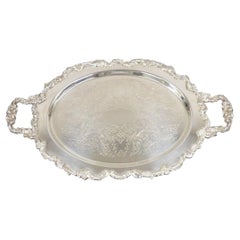 Vintage English Victorian Style Silver Plated Oval Platter Tray Crown Hallmark