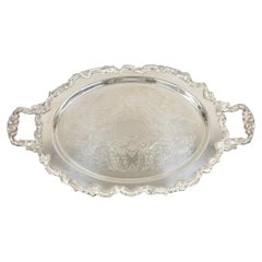Vintage English Victorian Style Silver Plated Oval Platter Tray Crown Hallmark