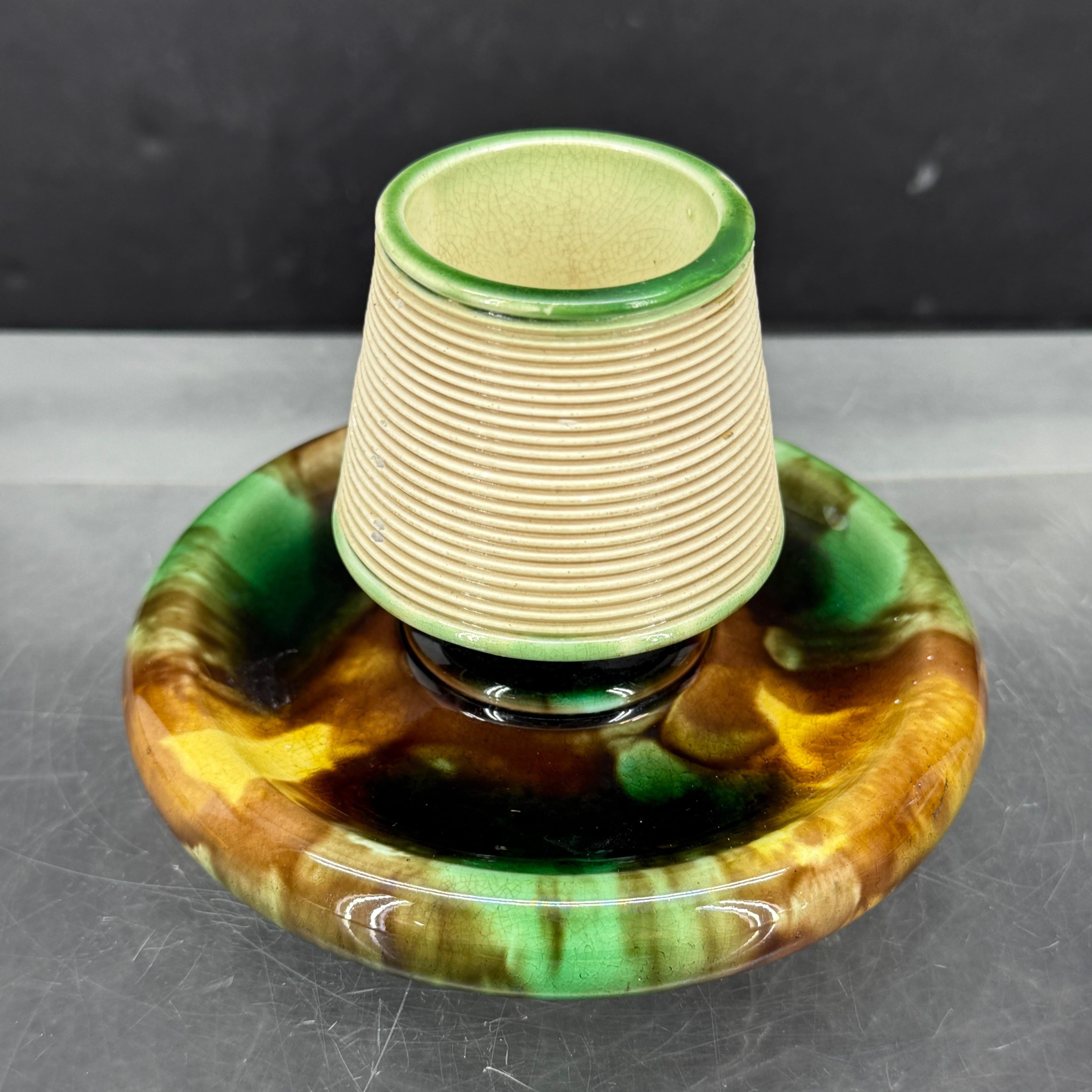 Vintage English Wedgwood Majolica Match Holder With Striker For Sale 2