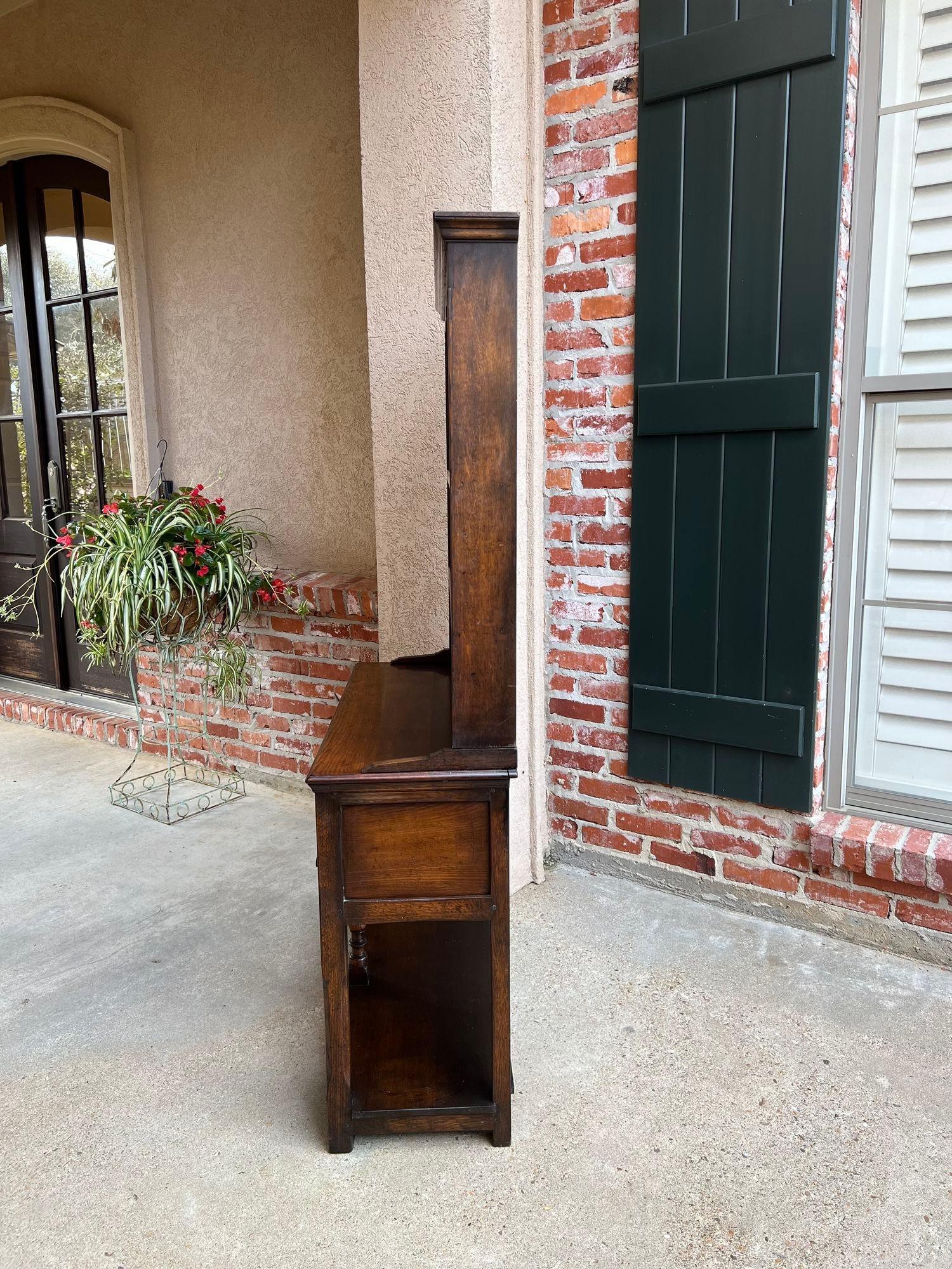 Vintage English Welsh Dresser Petite Sideboard Oak Farmhouse Kitchen Cabinet 3