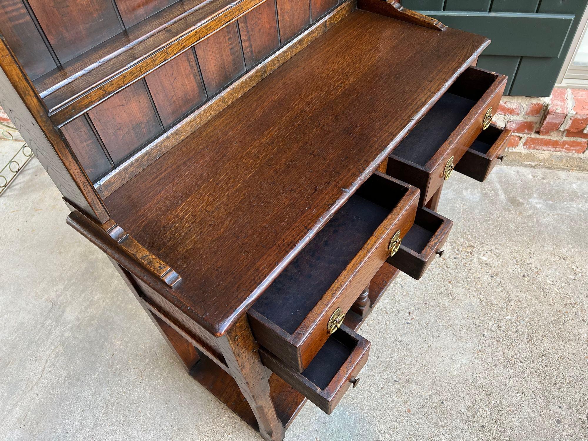 Vintage English Welsh Dresser Petite Sideboard Oak Farmhouse Kitchen Cabinet 4