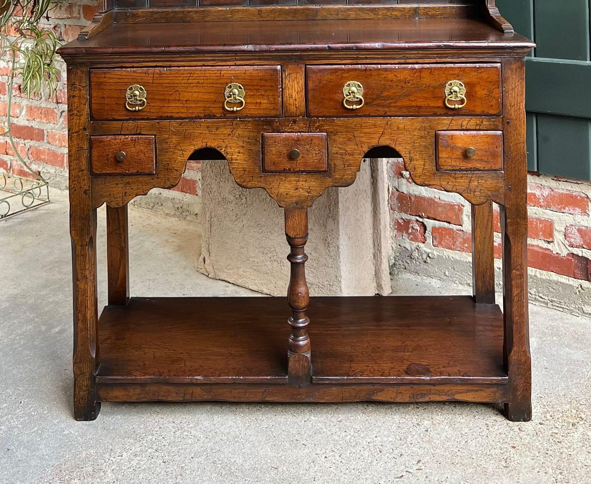 Vintage English Welsh Dresser Petite Sideboard Oak Farmhouse Kitchen Cabinet 8