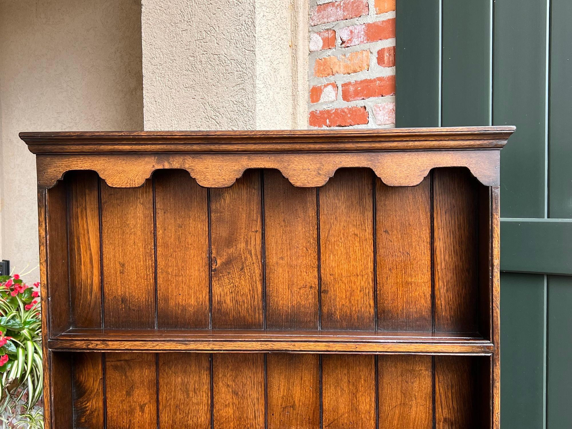 Vintage English Welsh Dresser Petite Sideboard Oak Farmhouse Kitchen Cabinet 8
