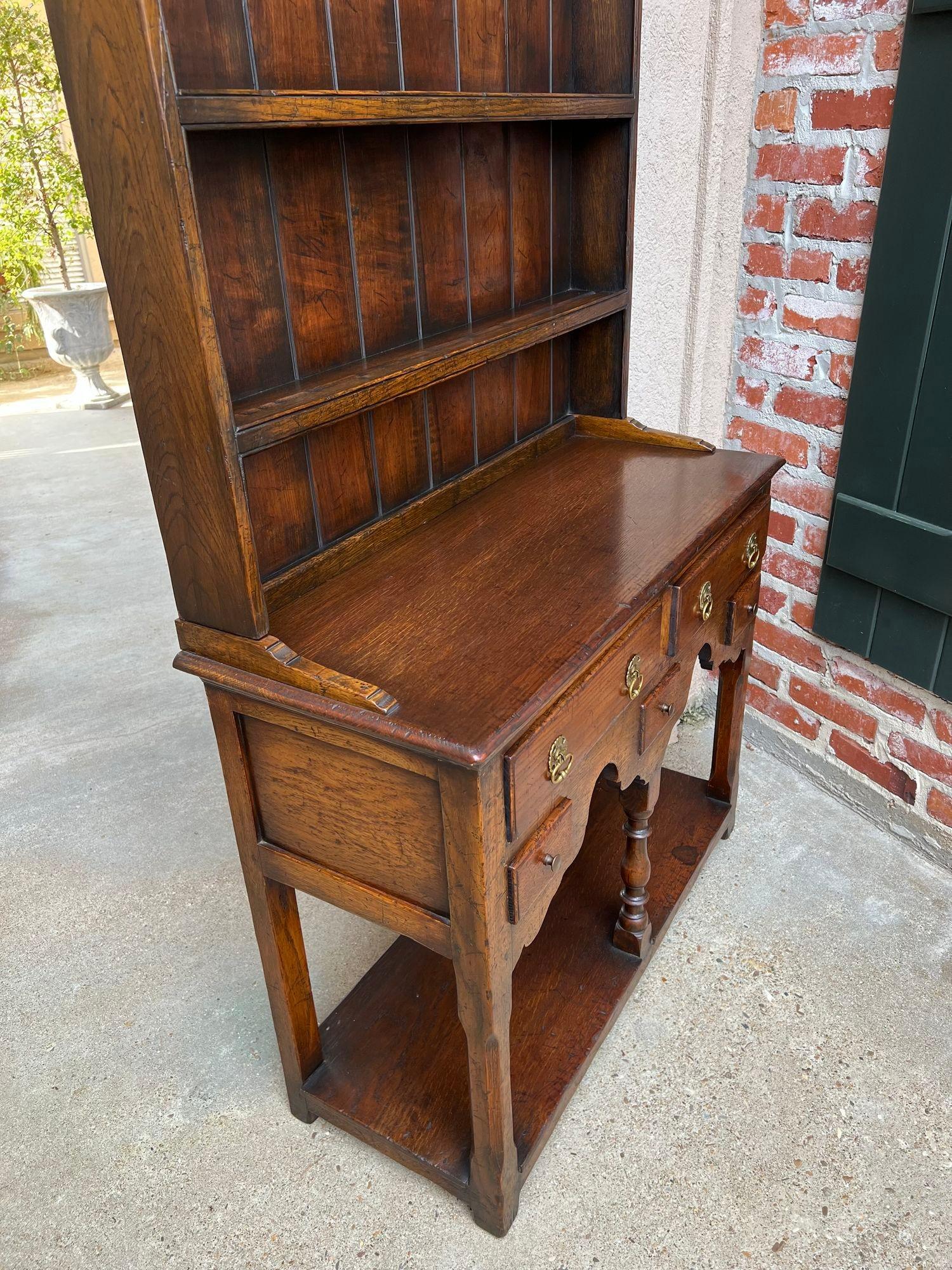 Vintage English Welsh Dresser Petite Sideboard Oak Farmhouse Kitchen Cabinet 11