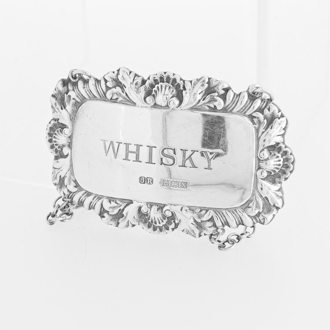 Edwardian Vintage English Whisky Decanter / Liquor Label by John Rose For Sale