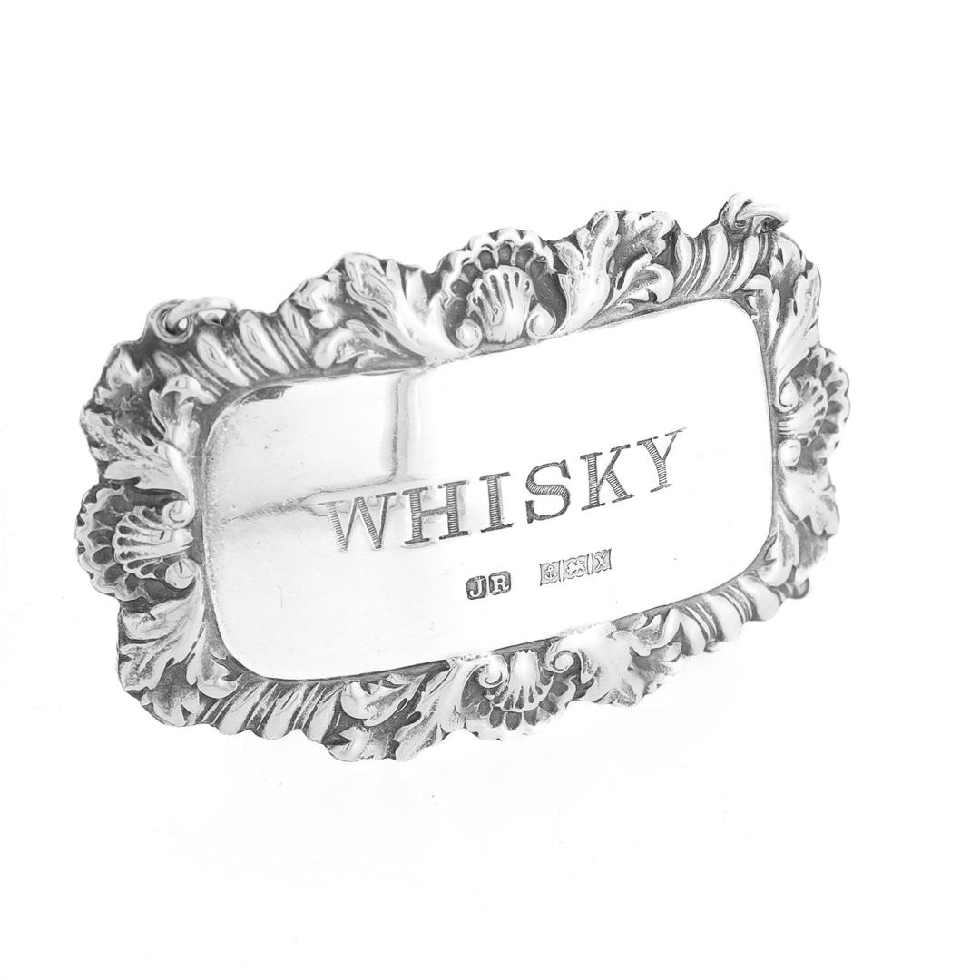 British Vintage English Whisky Decanter / Liquor Label by John Rose For Sale