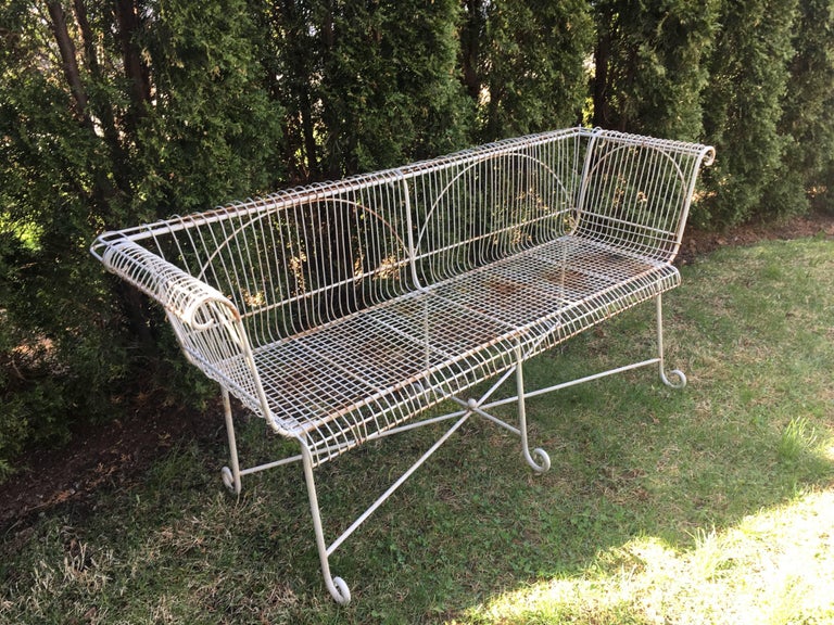 Vintage English Wirework Garden Bench For Sale At 1stdibs