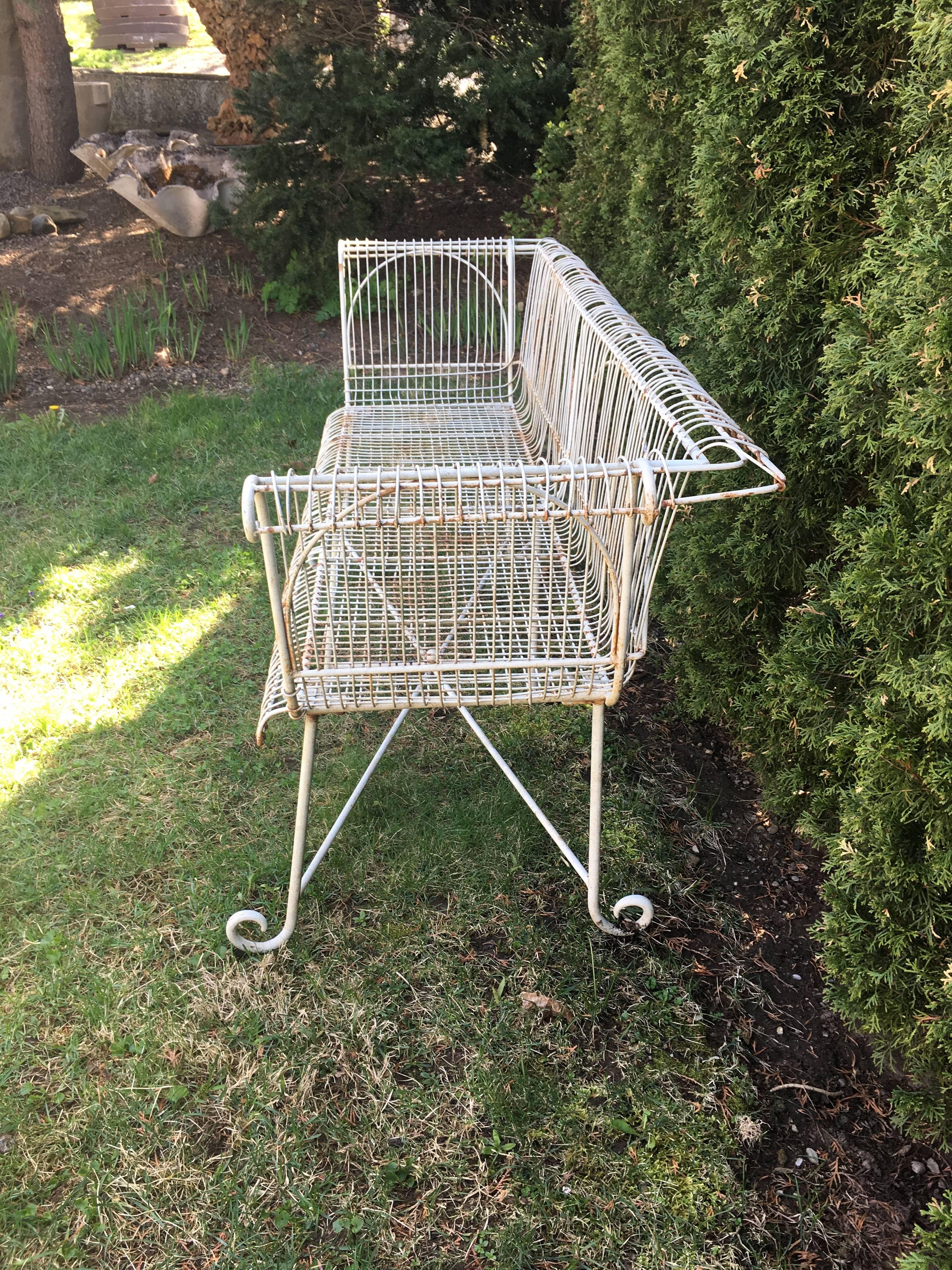 Steel Vintage English Wirework Garden Bench