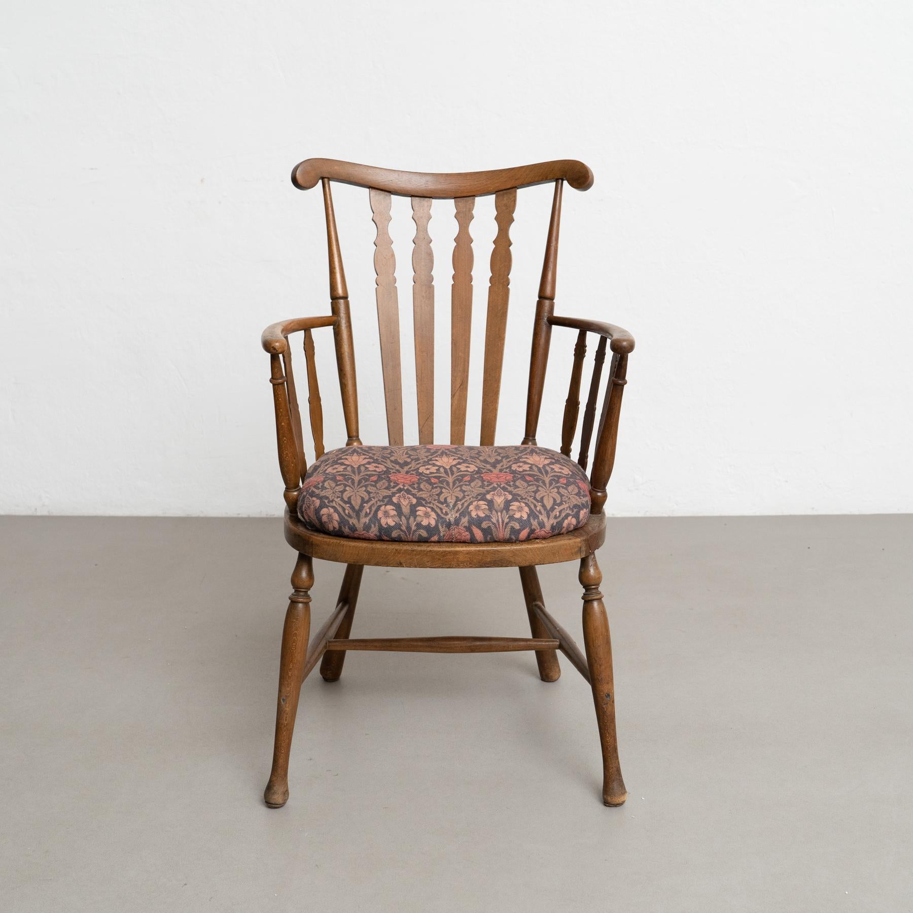 Mid-Century Modern Vintage English Wood Armchair, Circa 1950 For Sale