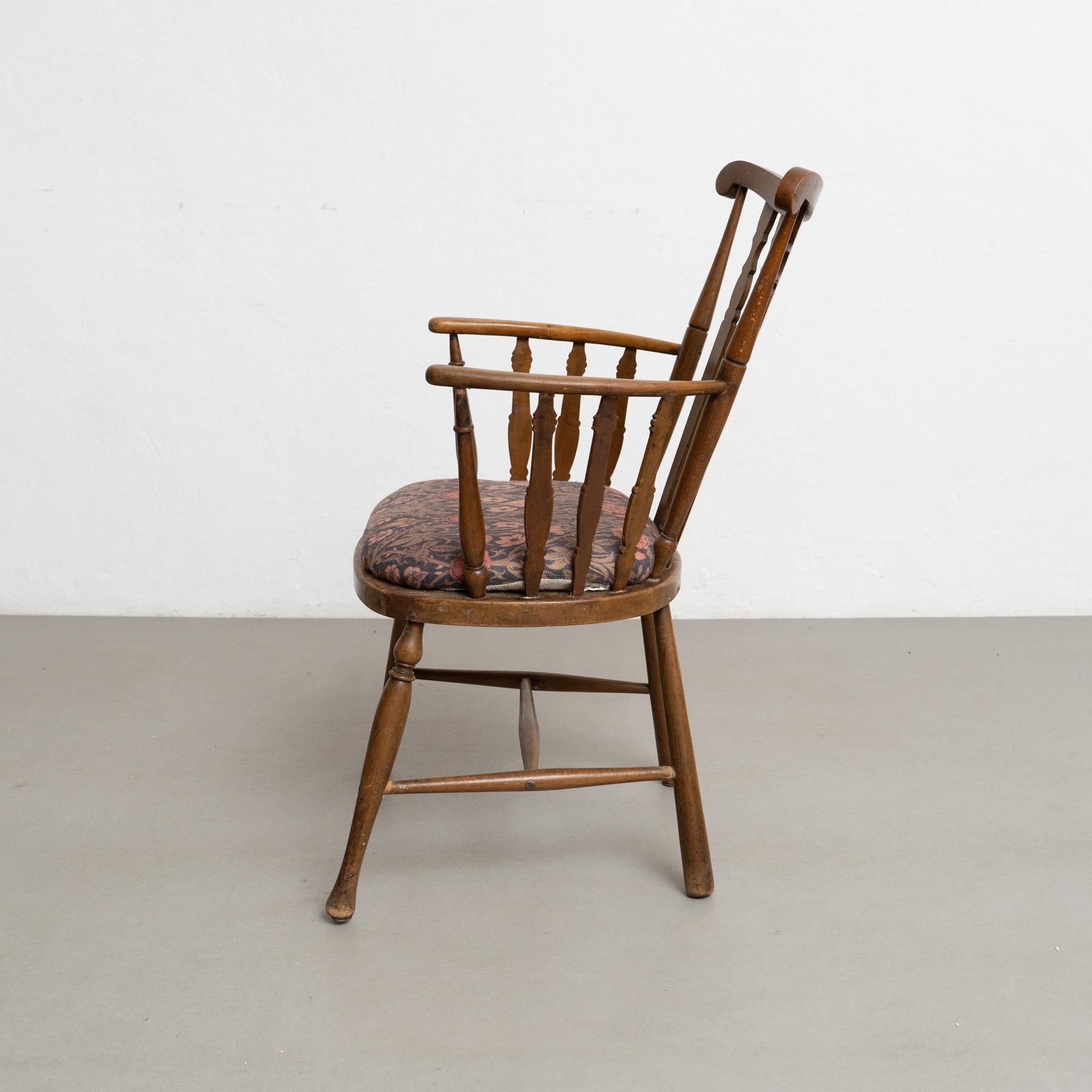 Mid-20th Century Vintage English Wood Armchair, Circa 1950 For Sale