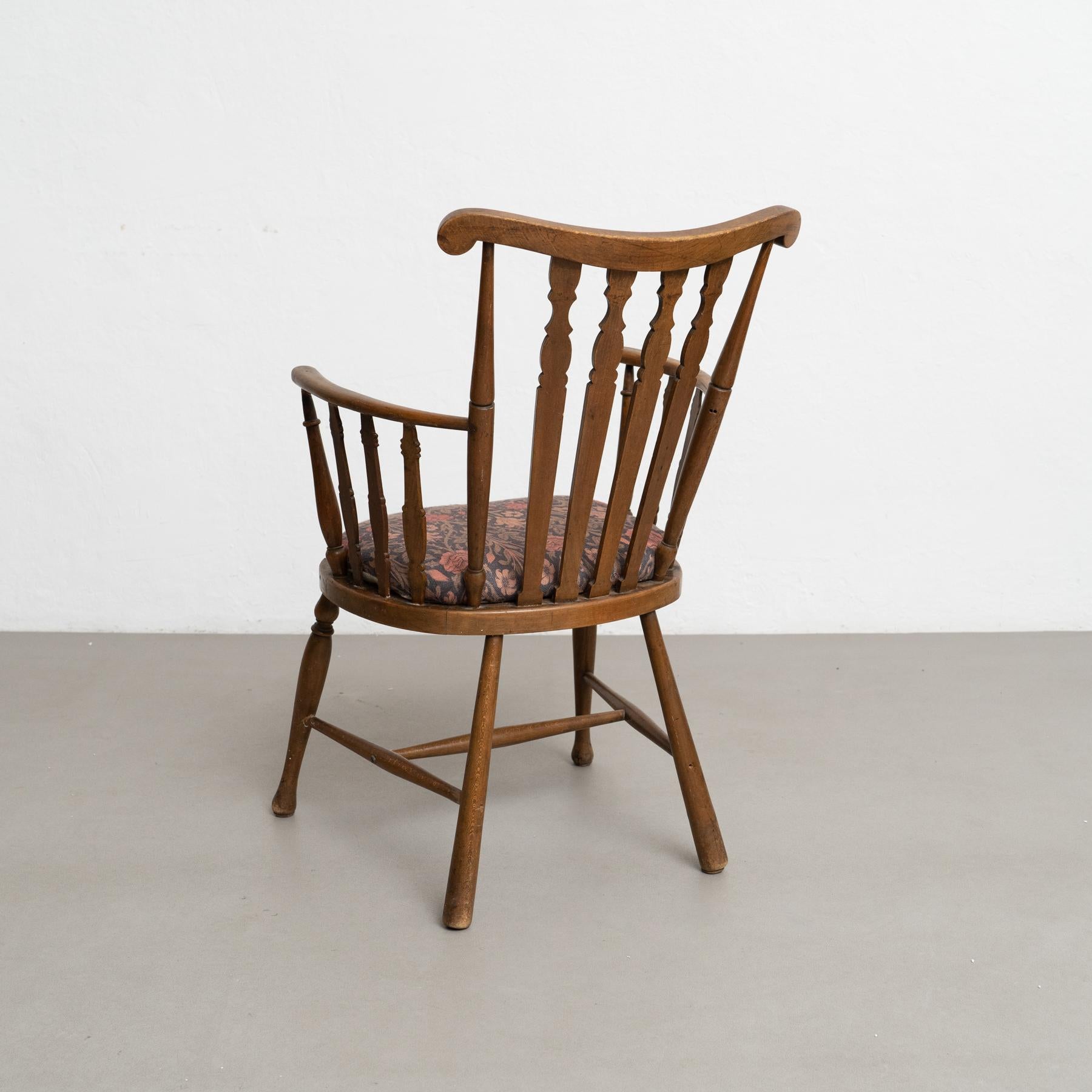 Vintage English Wood Armchair, Circa 1950 For Sale 1