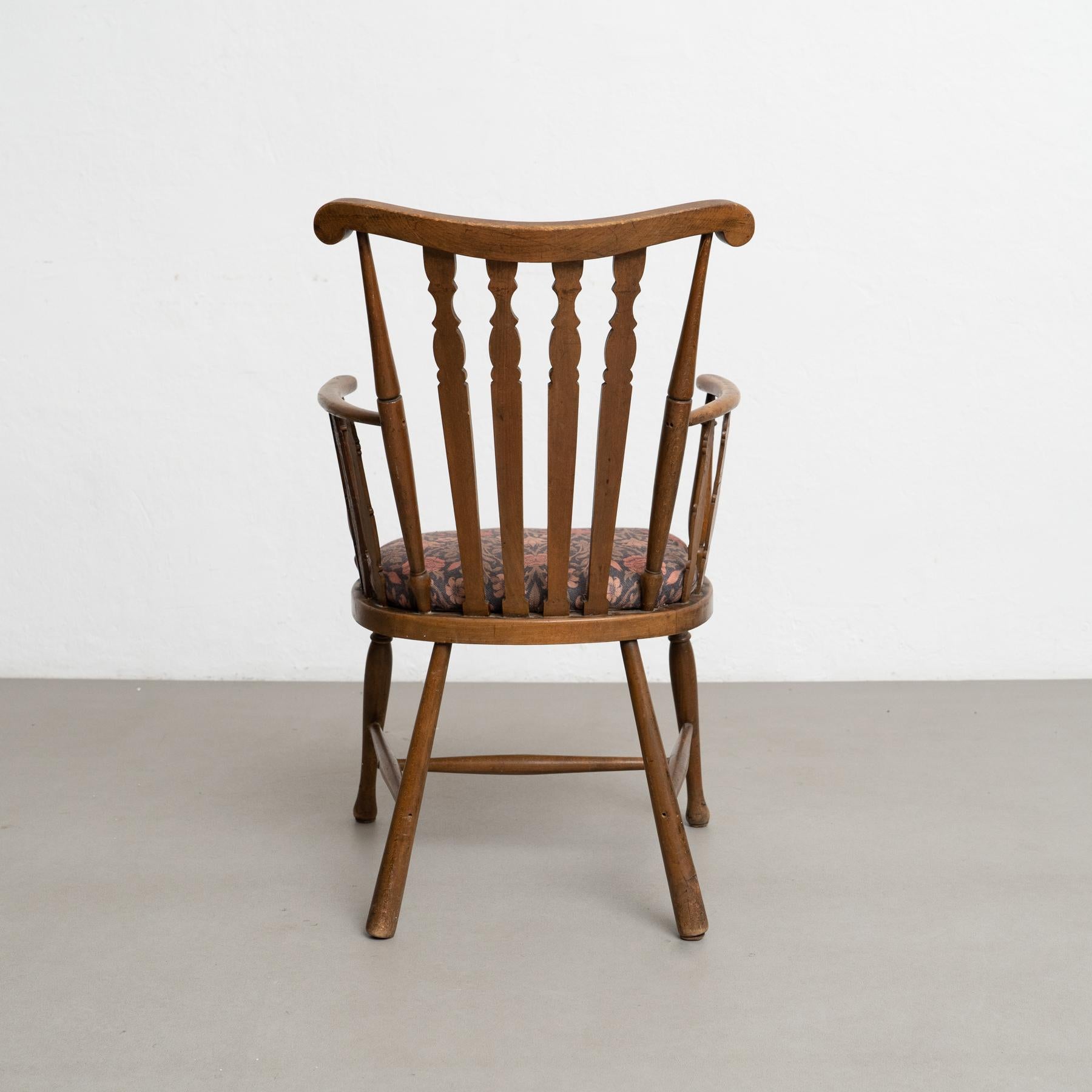 Vintage English Wood Armchair, Circa 1950 For Sale 2