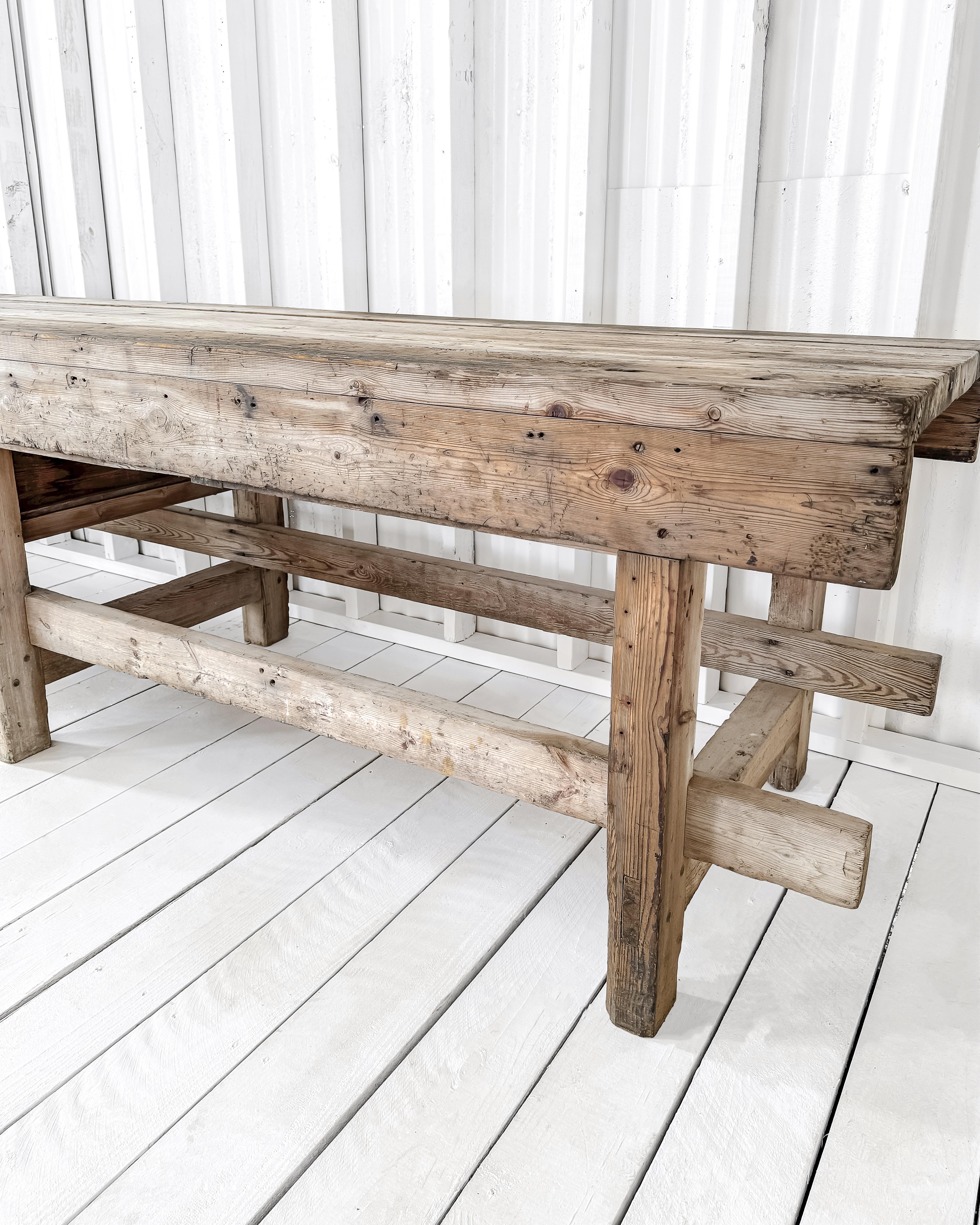 Vintage English Workbench with Bleached Finish 10