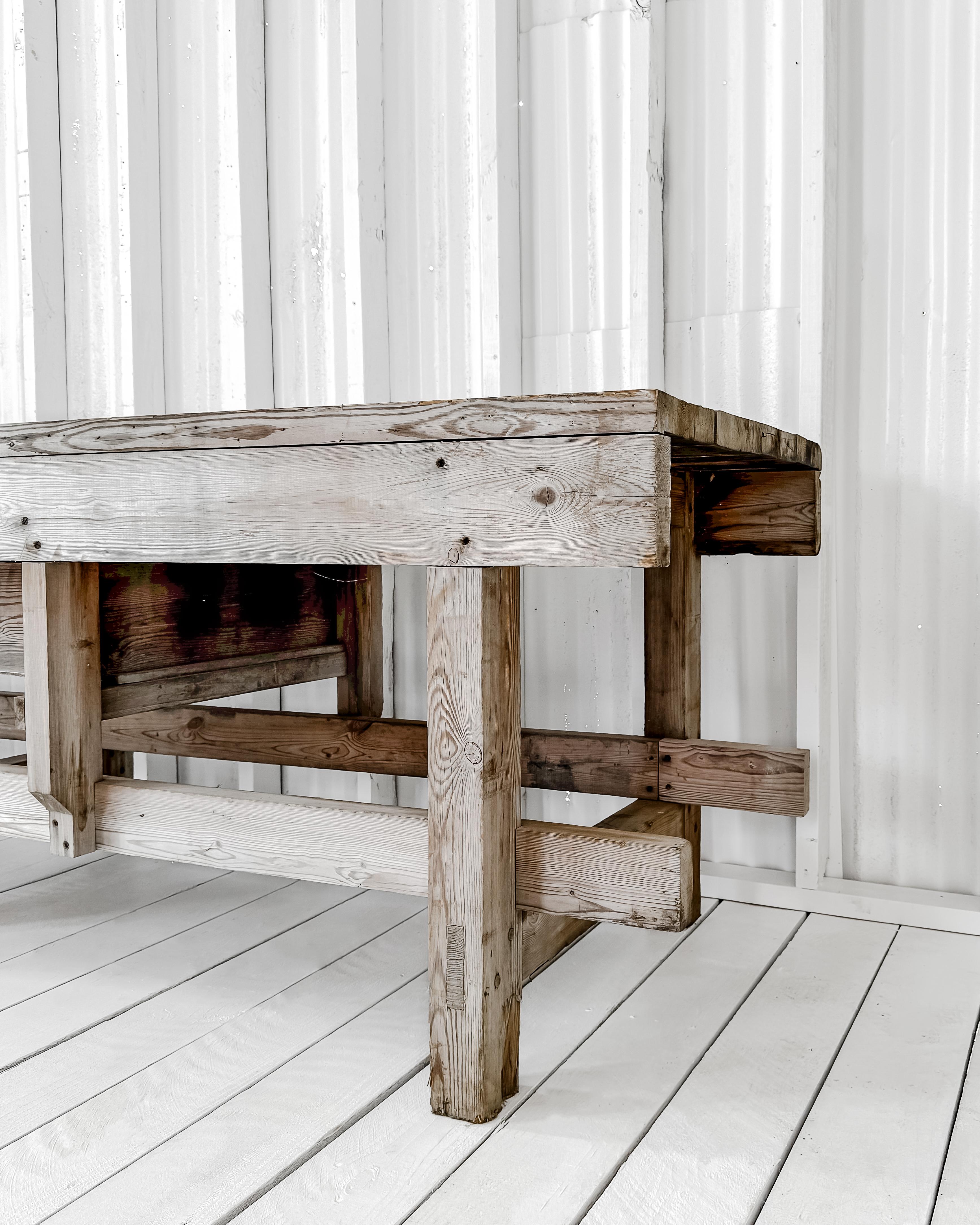 Vintage English Workbench with Bleached Finish 14