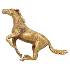 Vintage English Yellow Gold Horse Brooch