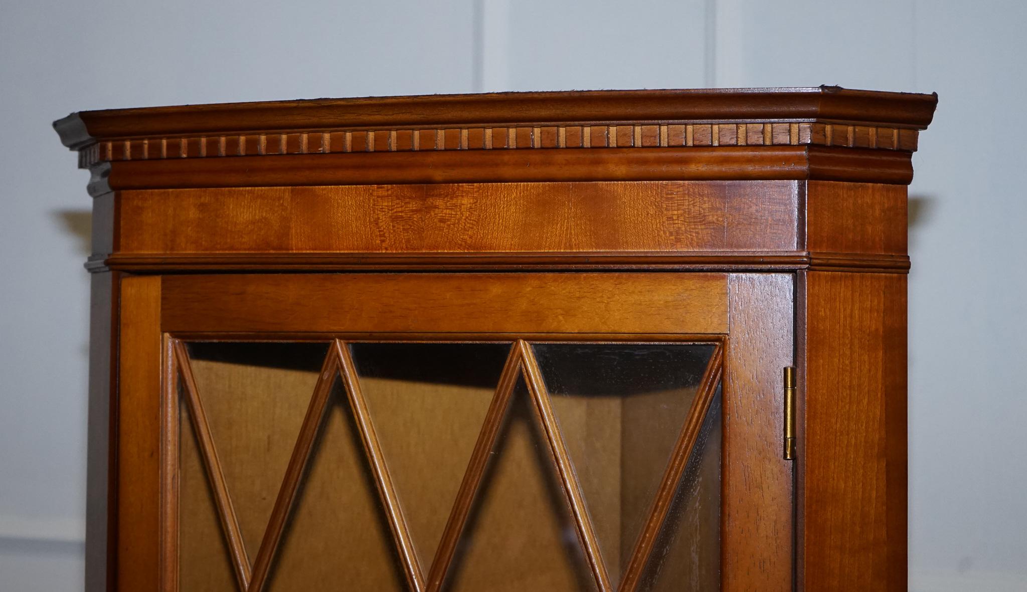 British Vintage English Yew Wood Corner Cabinet Cupboard For Sale