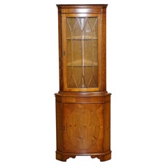 Used English Yew Wood Corner Cabinet Cupboard