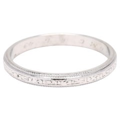 Anillo grabado vintage, platino, talla 6,75, apilable