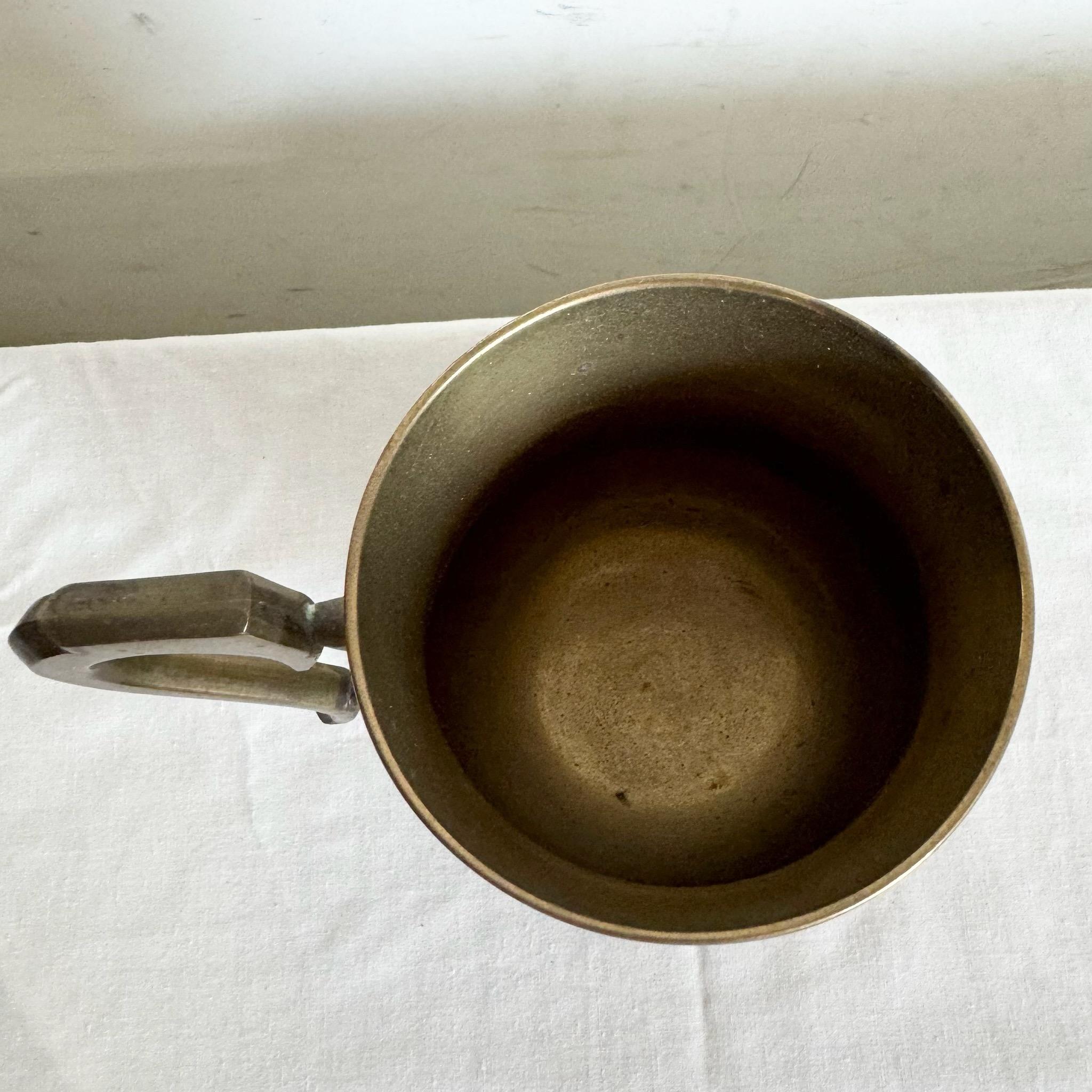 Vintage Engraved Brass Cup/Mug For Sale 1