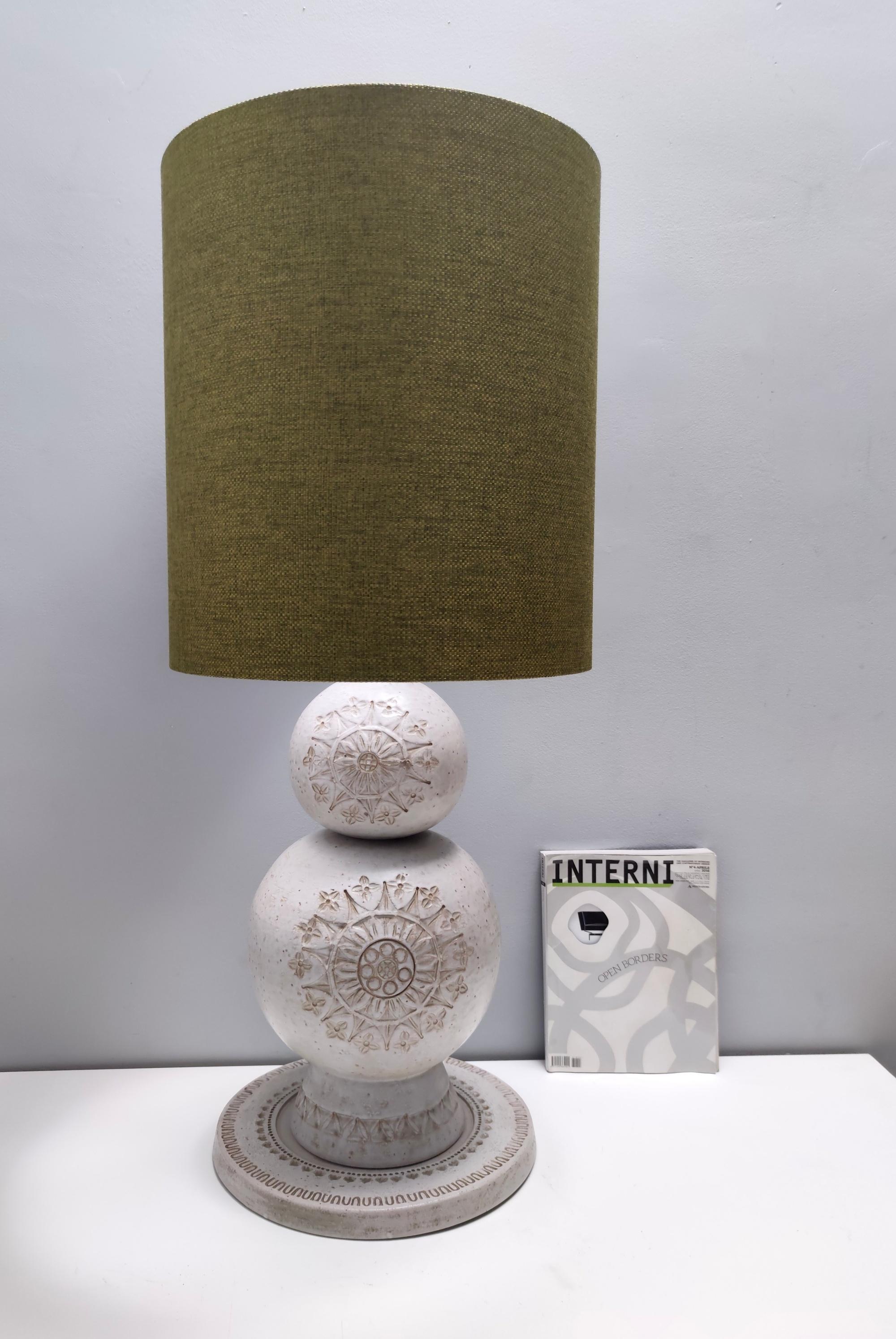 Italian Vintage Engraved Ceramic Table Lamp 