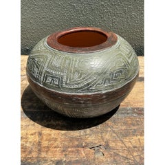 Vintage Engraved Ceramic Vase