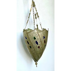 Lanterna in vetro colorato inciso vintage