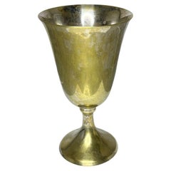 Vintage Engraved Metal Chalice, Early 20th Century Trophy Cup or Wine Goblet