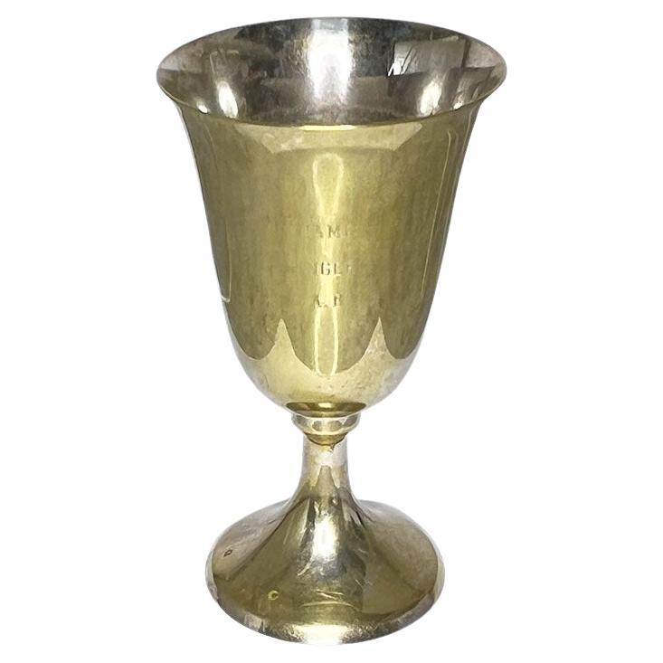 Vintage Engraved Metal Chalice, Early 20th Century Trophy Cup or Wine Goblet