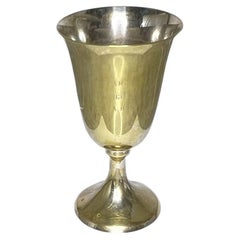 Calice di metallo inciso d'epoca, coppa da trofeo o calice da vino dei primi del Novecento