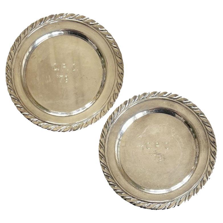 Vintage Engraved Oneida Silver Plate Trophy Plates or Trays - 1979 A Pair For Sale