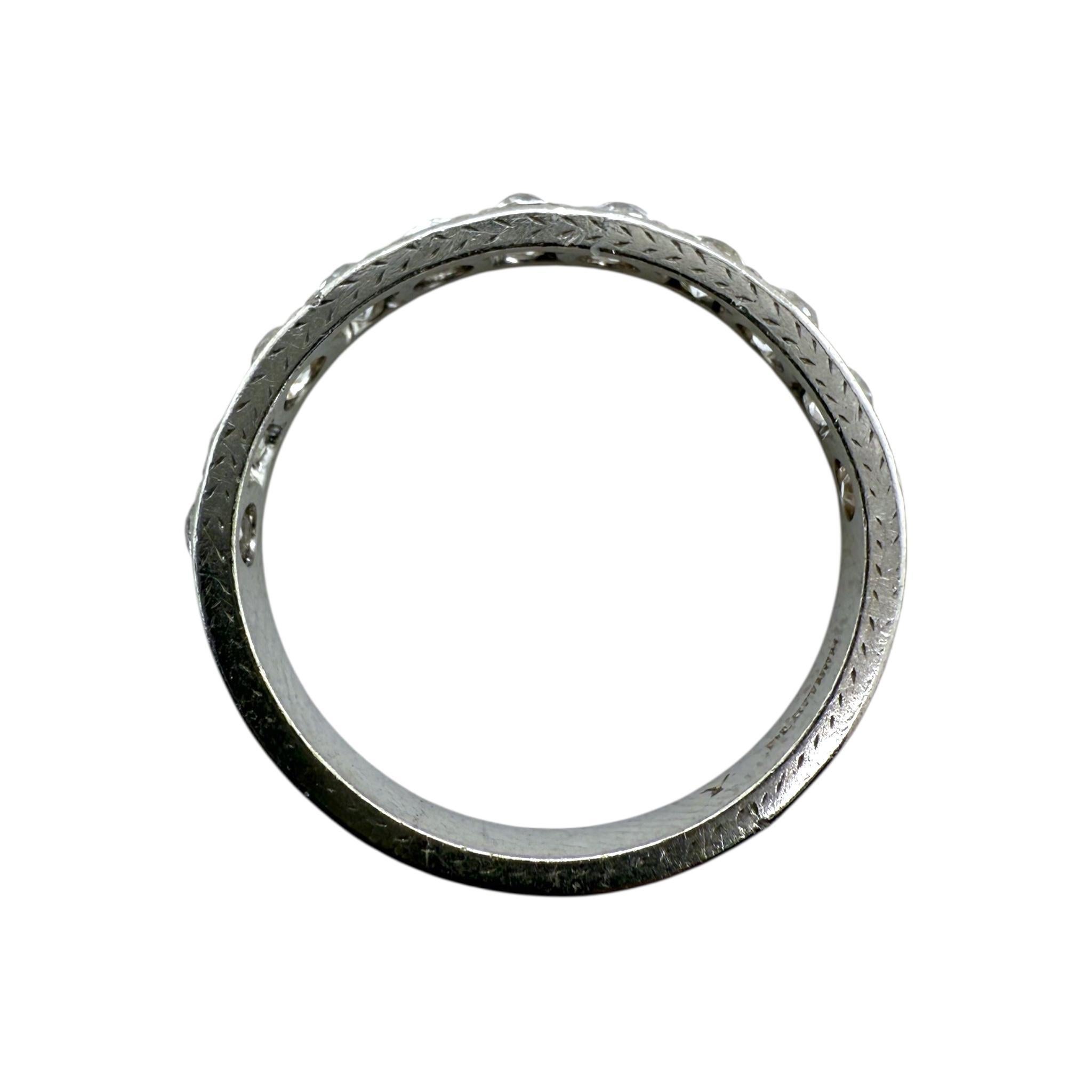 Vintage Engraved Platinum Diamond Wedding Band Size 6 For Sale 3